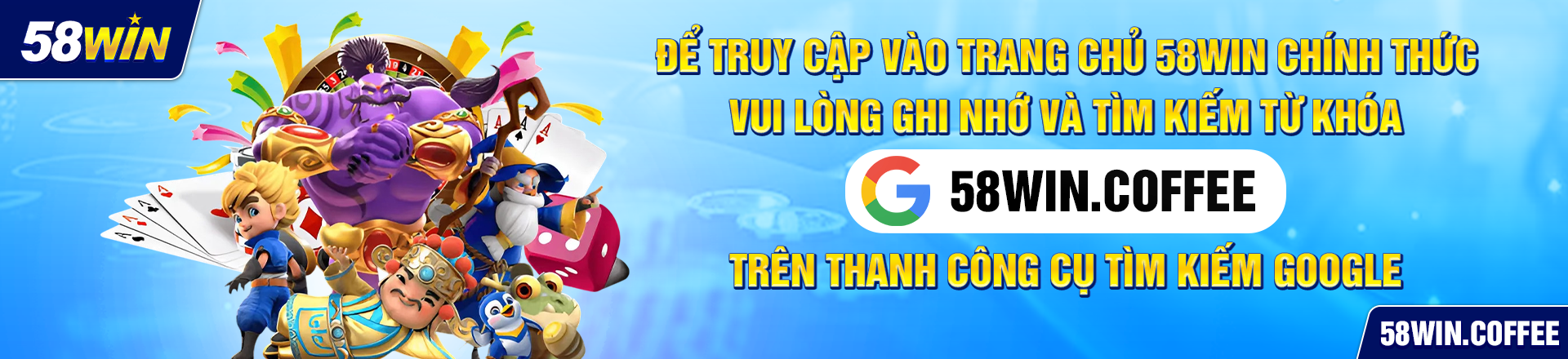 Từ khóa 58win tìm kiếm trên Google